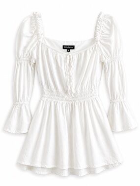 EllyBazar White Peasant Blouse